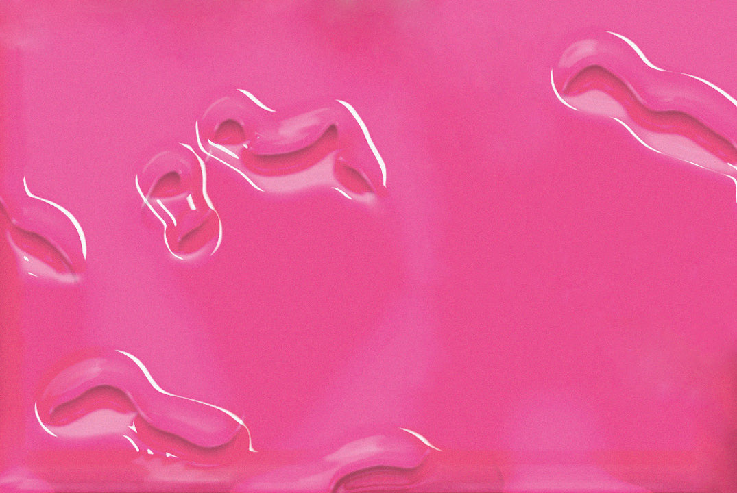 pink background with abstract liquid shapes with white highlights